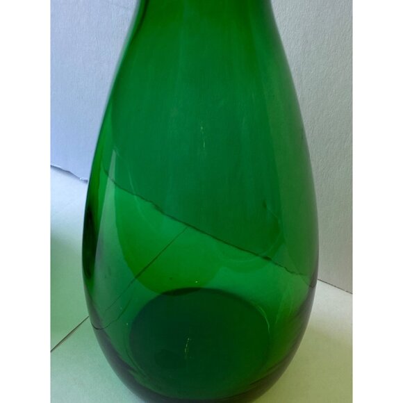 Set Of 2 Anchor Hocking Green Glass Vases With Wavy Rims - Picture 5 of 11